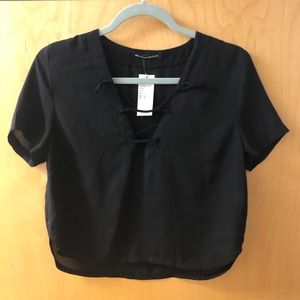 NWT Brandy Melville semi sheer black top 1SZ